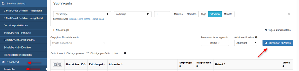 Protokolle für eingehenden E-Mailverkehr
